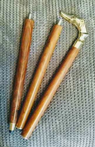 Dog handle solid brass wooden - dog,