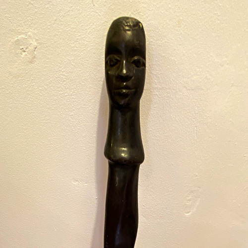 Black carved wooden walking - wooden,
