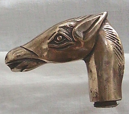 Brass horse head walking stick - horse,