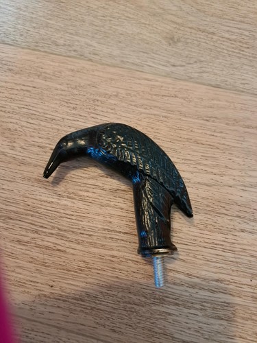 Solid brass raven - brass, cane