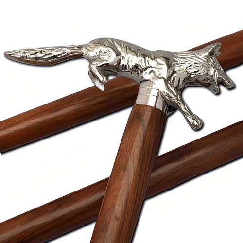Silver wolf handle - wolf, wooden