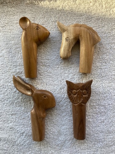 Four hand carved wood walking - hand,