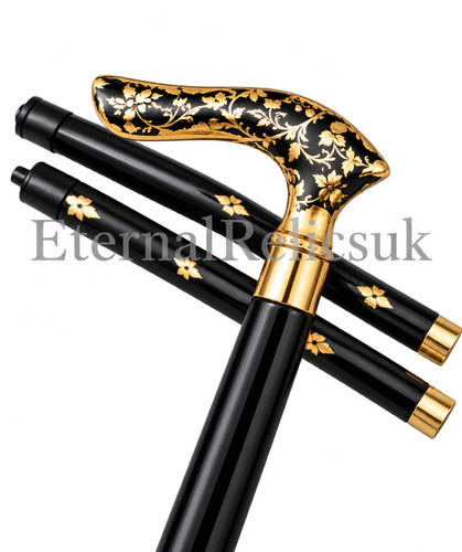 Black gold floral walking - &,