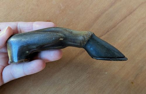 Vintage carved cow horn horses