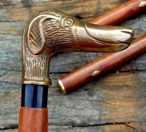 Walking stick cane brass - cane, dog